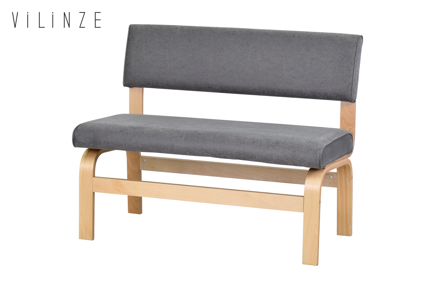 Peri Naturel Ahşap Ayak Sigma Sırtlı Bank Gri