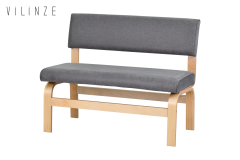 Peri Naturel Ahşap Ayak Sigma Sırtlı Bank Gri