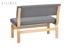 Peri Naturel Ahşap Ayak Sigma Sırtlı Bank Gri