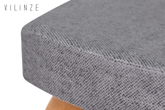 Peri Naturel Ahşap Ayak Sigma Sırtlı Bank Gri