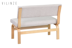 Vilinze Peri Naturel Ahşap Ayak Sigma Sırtlı Bank Beyaz