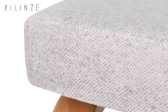 Vilinze Peri Naturel Ahşap Ayak Sigma Sırtlı Bank Beyaz