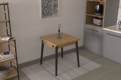 Vilinze Avanos Ahşap Katlanır Kanatlı Mdf Mutfak Masası - 70x70+70 (70x140) cm