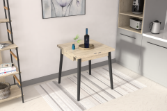 Avanos Ahşap Katlanır Kanatlı Mdf Mutfak Masası - 70x70+70 (70x140) cm