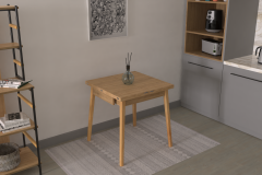 Vilinze Avanos Ahşap Katlanır Kanatlı Mdf Mutfak Masası - 70x70+70 (70x140) cm