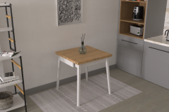 Avanos Ahşap Katlanır Kanatlı Mdf Mutfak Masası - 70x70+70 (70x140) cm