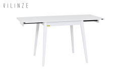 Vilinze Avanos Ahşap Katlanır Kanatlı Mdf Mutfak Masası - 70x70+70 (70x140) cm Beyaz - Beyaz