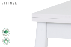Vilinze Avanos Ahşap Katlanır Kanatlı Mdf Mutfak Masası - 70x70+70 (70x140) cm Beyaz - Beyaz