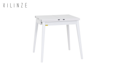 Vilinze Avanos Ahşap Katlanır Kanatlı Mdf Mutfak Masası - 70x70+70 (70x140) cm Beyaz - Beyaz