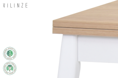 Vilinze Avanos Ahşap Katlanır Kanatlı Mdf Mutfak Masası - 70x70+70 (70x140) cm Naturel - Beyaz
