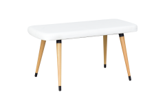 Dino Ahşap Ayak Beyaz Deri Mutfak Masası Bankı