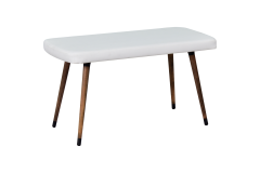 Dino Ahşap Ayak Beyaz Deri Mutfak Masası Bankı