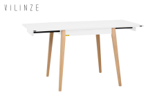 Vilinze Avanos Ahşap Katlanır Kanatlı Mdf Mutfak Masası - 70x70+70 (70x140) cm Beyaz - Naturel