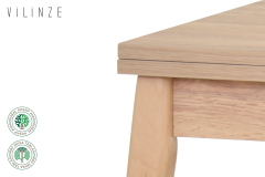 Vilinze Avanos Ahşap Katlanır Kanatlı Mdf Mutfak Masası - 70x70+70 (70x140) cm Naturel - Naturel