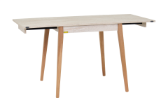Vilinze Avanos Ahşap Katlanır Kanatlı Mdf Mutfak Masası - 70x70+70 (70x140) cm Traverten - Naturel