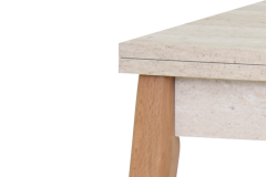 Vilinze Avanos Ahşap Katlanır Kanatlı Mdf Mutfak Masası - 70x70+70 (70x140) cm Traverten - Naturel