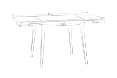Vilinze Avanos Ahşap Katlanır Kanatlı Mdf Mutfak Masası - 70x70+70 (70x140) cm Traverten - Naturel