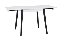 Vilinze Avanos Ahşap Katlanır Kanatlı Mdf Mutfak Masası - 70x70+70 (70x140) cm Beyaz - Siyah