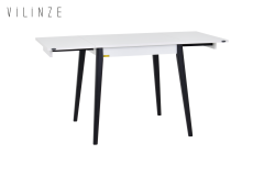 Vilinze Avanos Ahşap Katlanır Kanatlı Mdf Mutfak Masası - 70x70+70 (70x140) cm Beyaz - Siyah