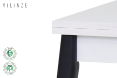 Vilinze Avanos Ahşap Katlanır Kanatlı Mdf Mutfak Masası - 70x70+70 (70x140) cm Beyaz - Siyah