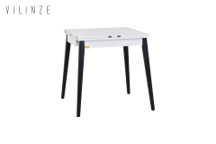 Vilinze Avanos Ahşap Katlanır Kanatlı Mdf Mutfak Masası - 70x70+70 (70x140) cm Beyaz - Siyah