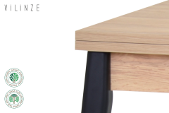 Vilinze Avanos Ahşap Katlanır Kanatlı Mdf Mutfak Masası - 70x70+70 (70x140) cm Naturel - Siyah