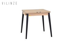 Vilinze Avanos Ahşap Katlanır Kanatlı Mdf Mutfak Masası - 70x70+70 (70x140) cm Naturel - Siyah