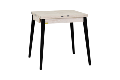 Vilinze Avanos Ahşap Katlanır Kanatlı Mdf Mutfak Masası - 70x70+70 (70x140) cm Traverten - Siyah