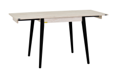 Vilinze Avanos Ahşap Katlanır Kanatlı Mdf Mutfak Masası - 70x70+70 (70x140) cm Traverten - Siyah
