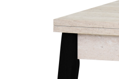 Vilinze Avanos Ahşap Katlanır Kanatlı Mdf Mutfak Masası - 70x70+70 (70x140) cm Traverten - Siyah