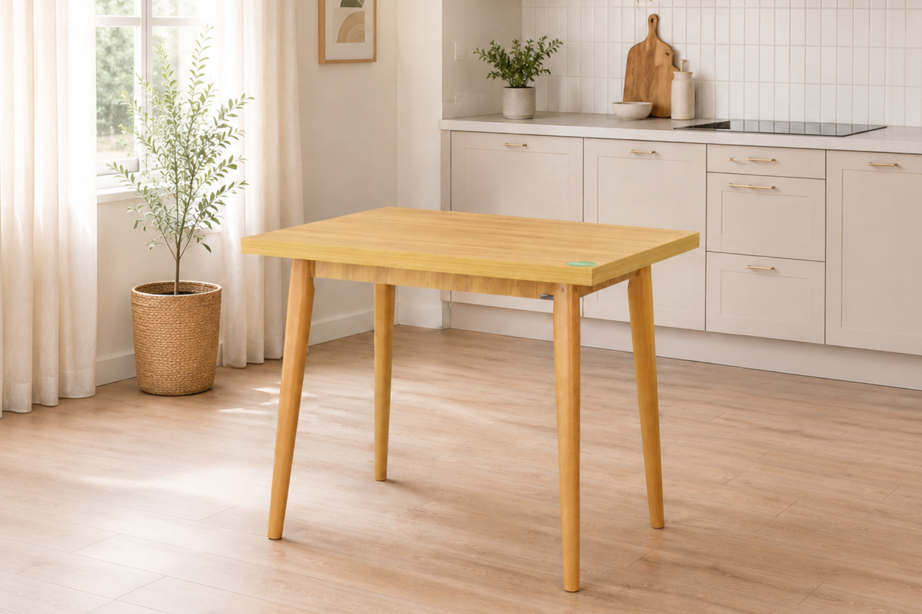 Vilinze Avanos Sabit Mdf Mutfak Masası - 60x90 Cm Naturel - Naturel