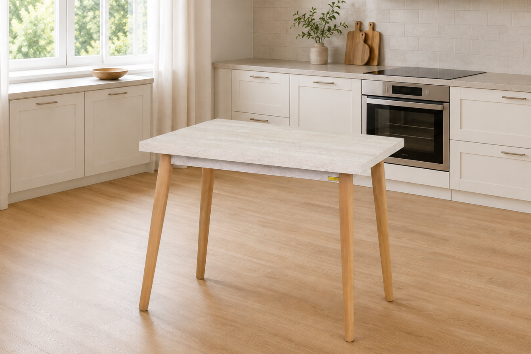 Vilinze Avanos Sabit Mdf Mutfak Masası - 60x90 Cm Traverten - Naturel