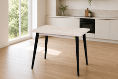Vilinze Avanos Sabit Mdf Mutfak Masası - 60x90 Cm Traverten - Siyah
