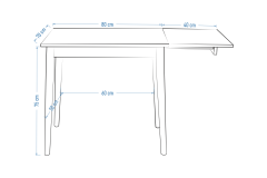 Avanos Katlanır Mdf Ahşap Mutfak Masası - 70x80 cm (70x120 cm) Naturel - Beyaz