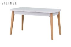Vilinze Aras Ahşap Yemek Masası Beyaz/Naturel - 80*140 cm