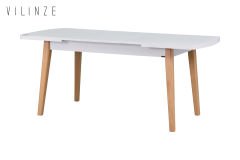 Vilinze Aras Ahşap Yemek Masası Beyaz/Naturel - 80*140 cm