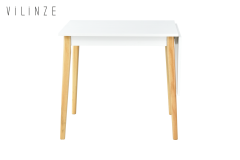Vilinze Avanos Katlanır Mdf Ahşap Mutfak Masası - 70x80 cm (70x120 cm) Beyaz - Naturel