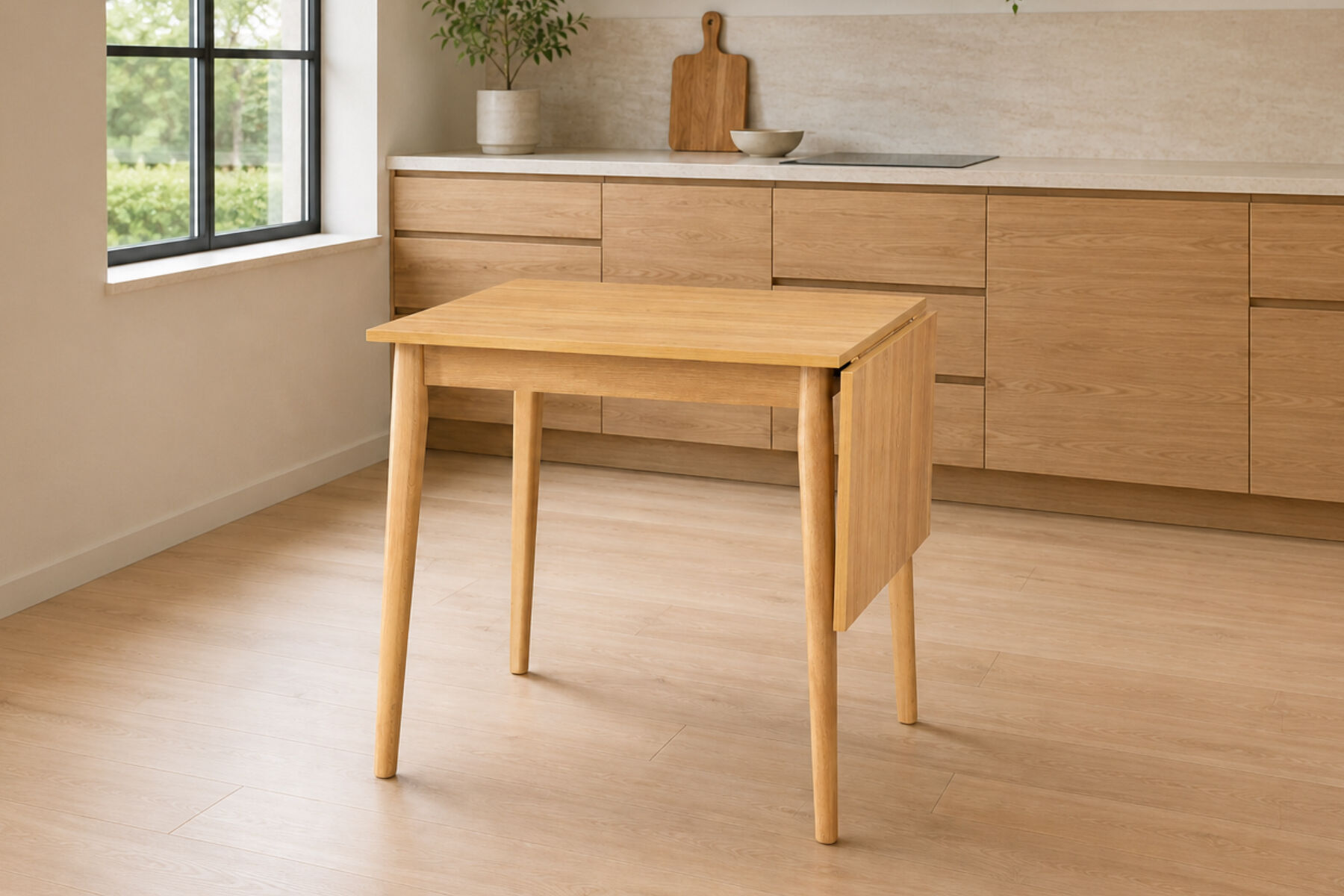 Vilinze Avanos Katlanır Mdf Ahşap Mutfak Masası - 70x80 cm (70x120 cm) Naturel - Naturel