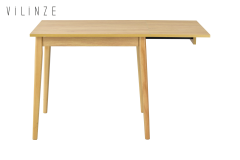 Vilinze Avanos Katlanır Mdf Ahşap Mutfak Masası - 70x80 cm (70x120 cm) Naturel - Naturel