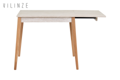 Vilinze Avanos Katlanır Mdf Ahşap Mutfak Masası - 70x80 cm (70x120 cm) Traverten - Naturel