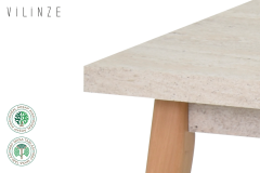 Vilinze Avanos Katlanır Mdf Ahşap Mutfak Masası - 70x80 cm (70x120 cm) Traverten - Naturel