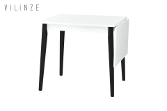Vilinze Avanos Katlanır Mdf Ahşap Mutfak Masası - 70x80 cm (70x120 cm) Beyaz - Siyah