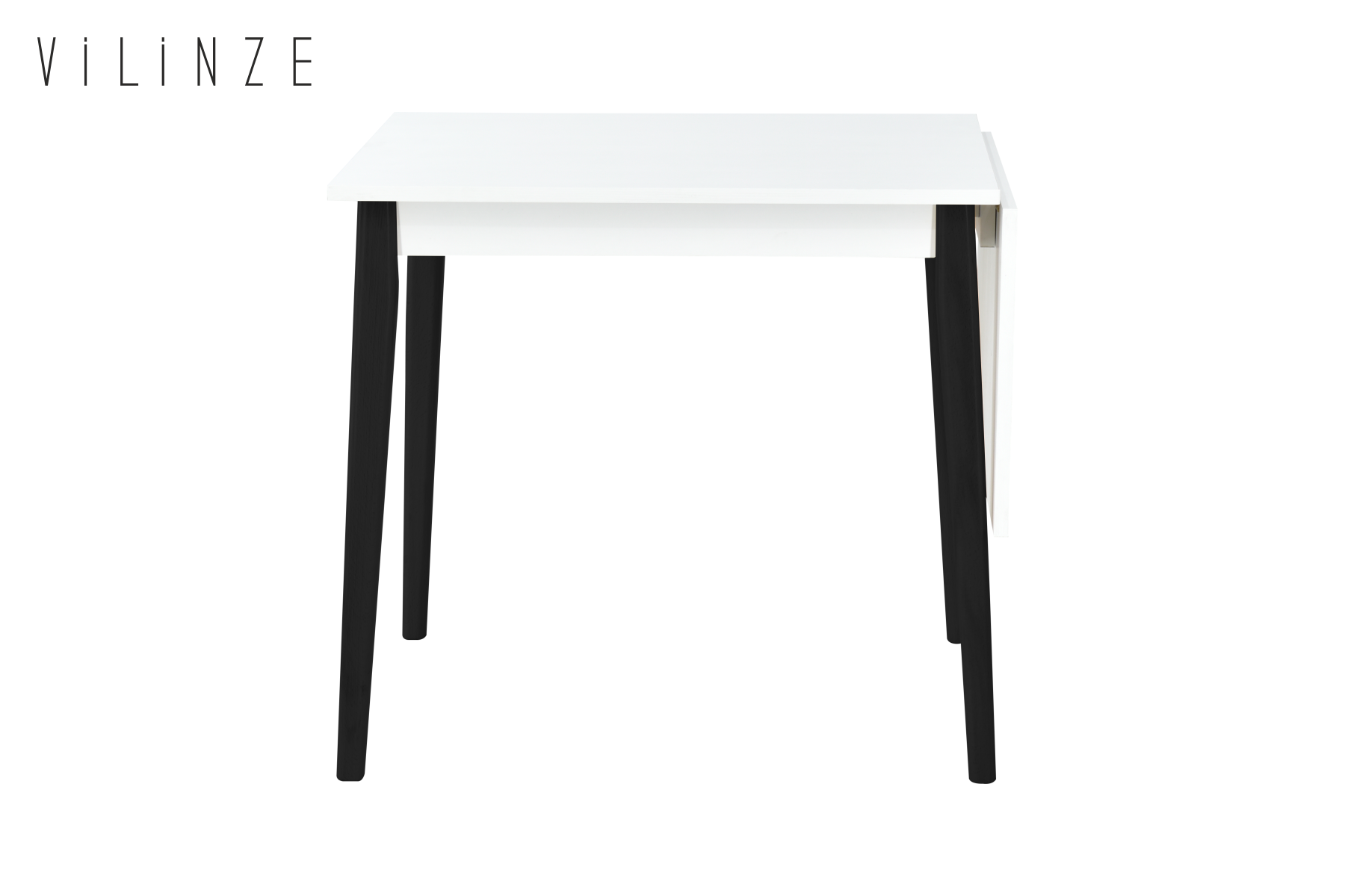 Vilinze Avanos Katlanır Mdf Ahşap Mutfak Masası - 70x80 cm (70x120 cm) Beyaz - Siyah