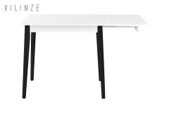 Vilinze Avanos Katlanır Mdf Ahşap Mutfak Masası - 70x80 cm (70x120 cm) Beyaz - Siyah