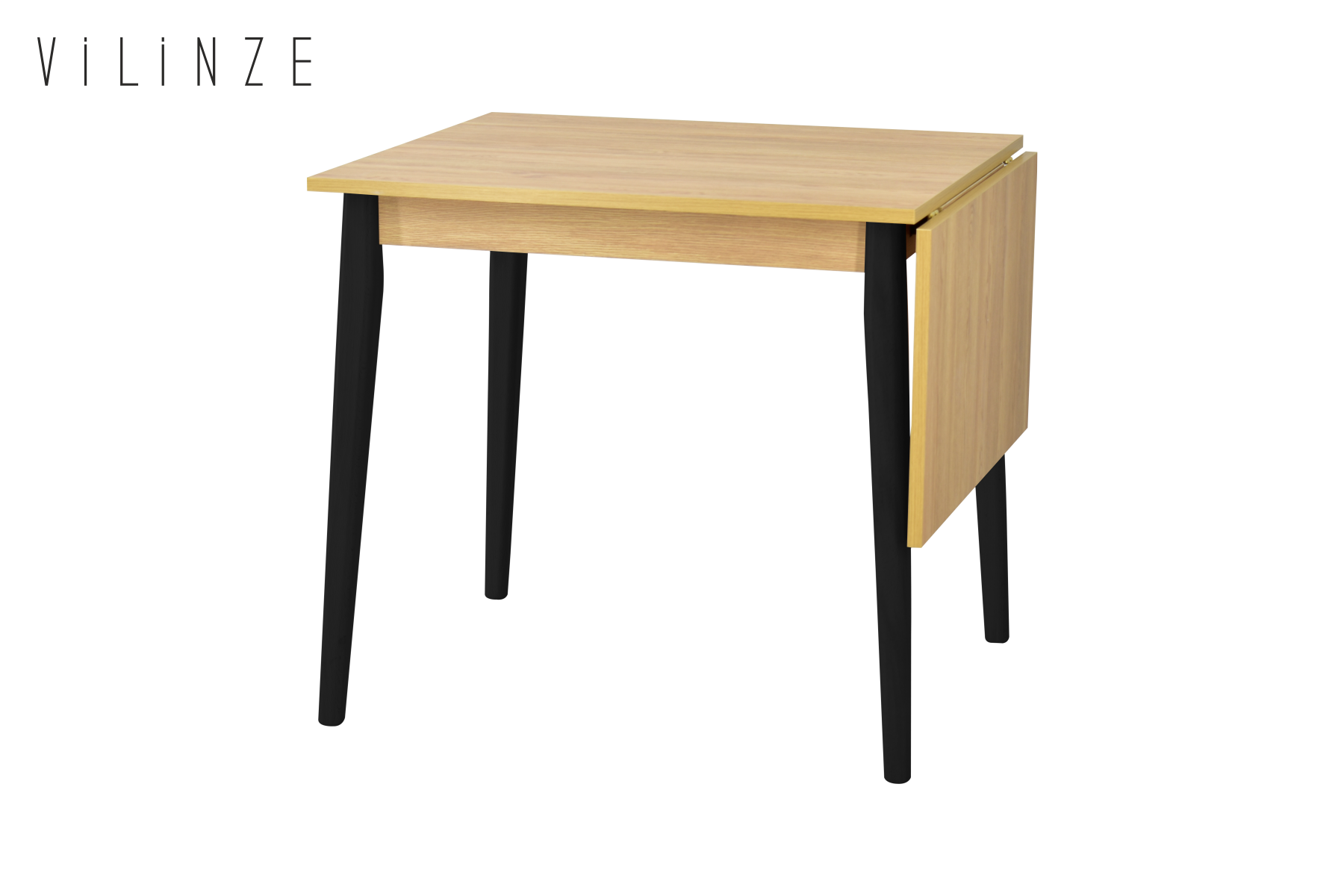 Vilinze Avanos Katlanır Mdf Ahşap Mutfak Masası - 70x80 cm (70x120 cm) Naturel - Siyah