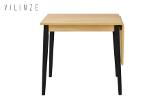 Vilinze Avanos Katlanır Mdf Ahşap Mutfak Masası - 70x80 cm (70x120 cm) Naturel - Siyah