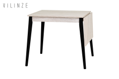 Vilinze Avanos Katlanır Mdf Ahşap Mutfak Masası - 70x80 cm (70x120 cm) Traverten - Siyah