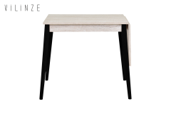 Vilinze Avanos Katlanır Mdf Ahşap Mutfak Masası - 70x80 cm (70x120 cm) Traverten - Siyah