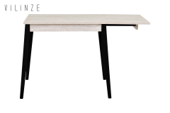 Vilinze Avanos Katlanır Mdf Ahşap Mutfak Masası - 70x80 cm (70x120 cm) Traverten - Siyah