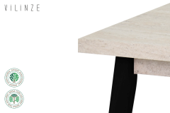 Vilinze Avanos Katlanır Mdf Ahşap Mutfak Masası - 70x80 cm (70x120 cm) Traverten - Siyah